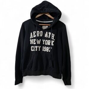 Aeropostale Black Hoodie XL Letter Graphic Pullover Sweatshirt Vintage‎ Y2K